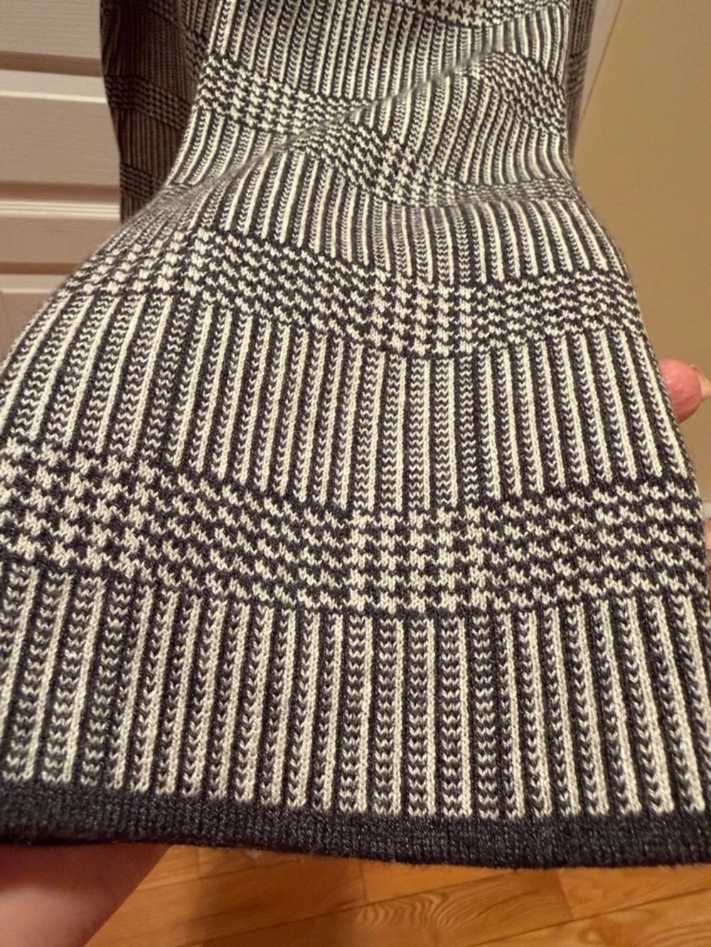 J. Crew Black and Gray Plaid Open-Front Knit Blazer